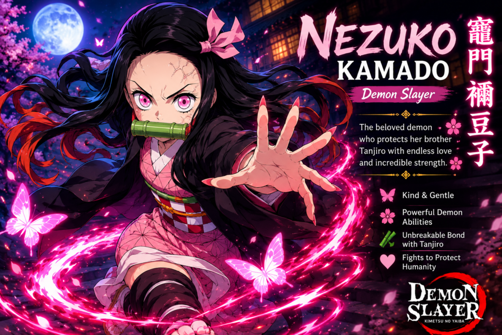 Nezuko Kamado from Demon Slayer Infinity Castle using her Blood Demon Art powers during battle