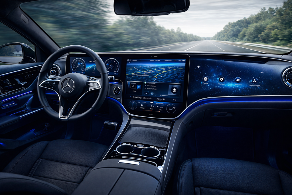 Luxury car interior with advanced technology