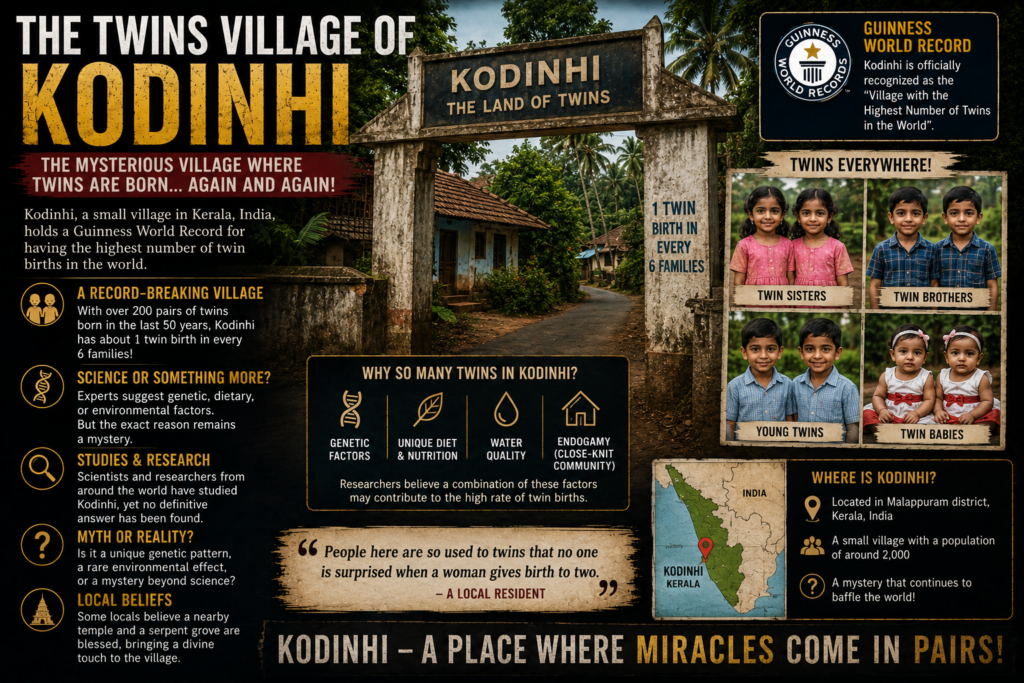 Kodinhi Twins Village in Kerala, famous for its unusually high number of twin births and one of the most intriguing unsolved mysteries of India.