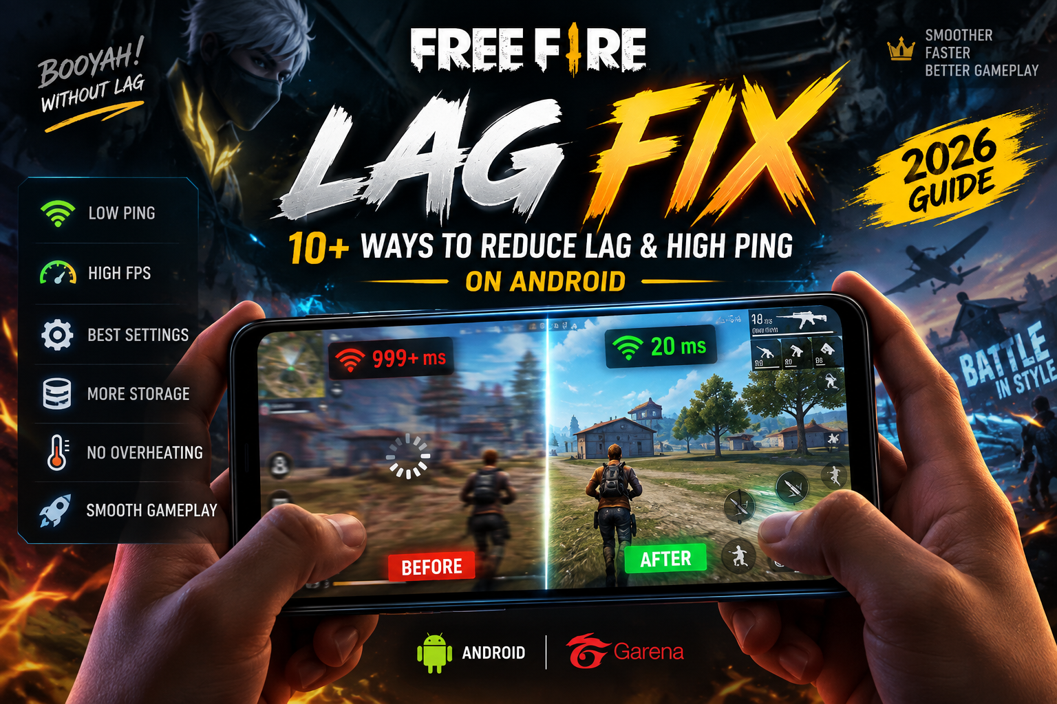 Free Fire lag fix and high ping settings on Android