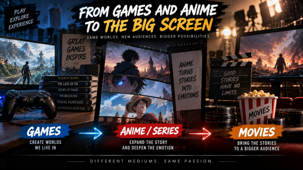 game and anime adaptations from games and anime to movies