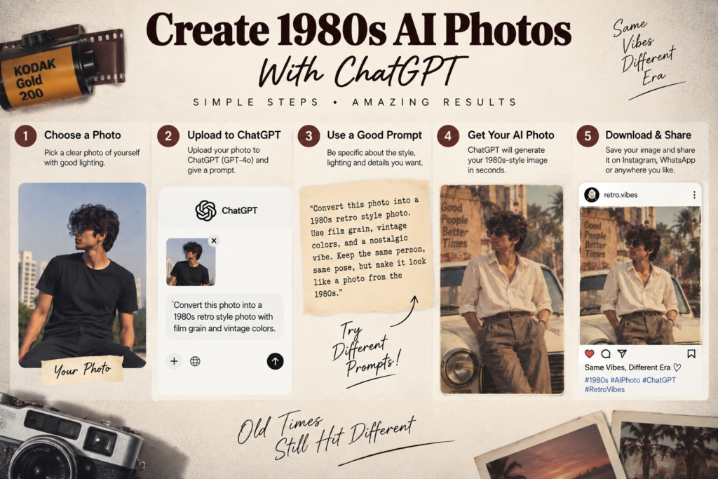 How to create 1980s AI photos with ChatGPT step by step