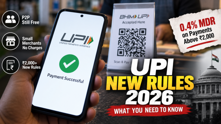 UPI new rules 2026 showing ₹2,000 payment rule and 0.4% MDR